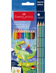 Akvarellpliiatsid Faber-Castell Colour Grip Dinosaurus 10+3 värvi