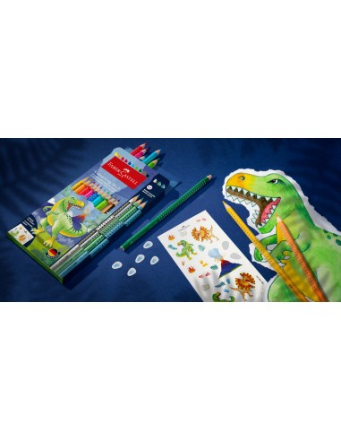 Akvarellpliiatsid Faber-Castell Colour Grip Dinosaurus 10+3 värvi