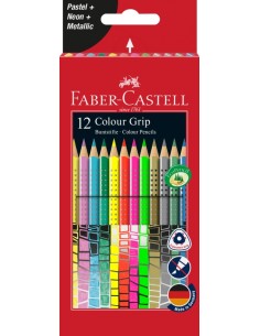 Faber-Castell Colour Grip colour pencil, cardboard wallet of 12 with  special colours neon, metallic, pastel