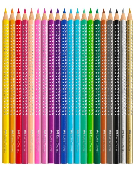 Faber-Castell Sparkle colour pencil tin with 20 Sparkle colour pencils and 1 Sleeve Mini sharpening box