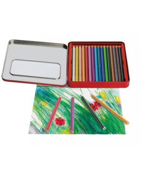 Värvipliiats Faber-Castell Jumbo Grip 16-värvi metallkarbis