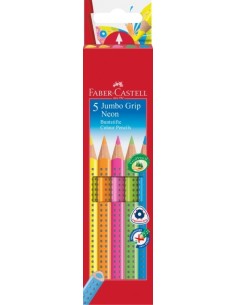 Faber-Castell Jumbo Grip neon colour pencil, cardboard wallet of 5