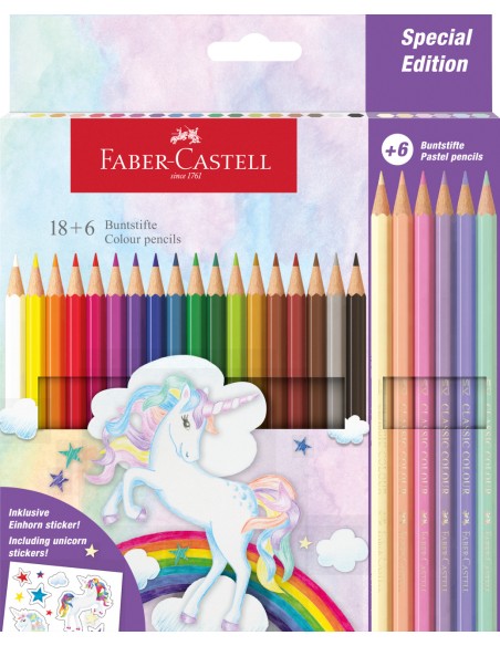 Värvipliiatsid Faber-Castell Colour  Unicorn 18+6-värvi