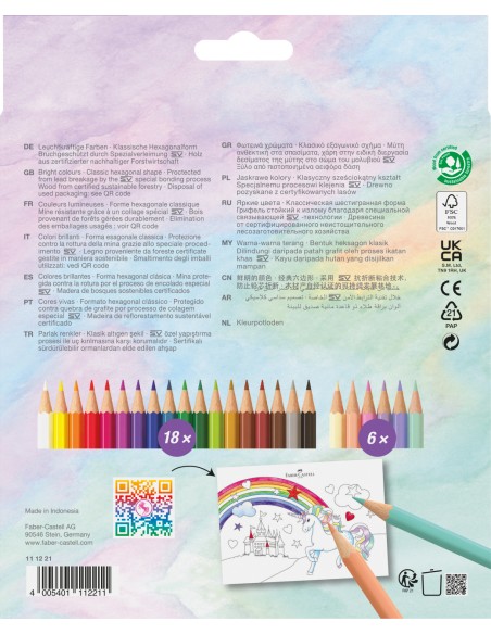 Värvipliiatsid Faber-Castell Colour  Unicorn 18+6-värvi