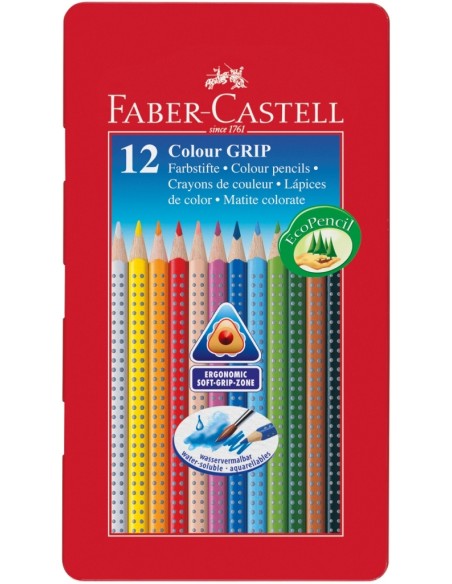 Faber-Castell Colour Grip colour pencil, tin of 12