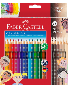 Värvipliiatsid Faber-Castell Colour Grip 18-värvi +6 nahatooni
