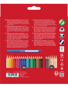 Värvipliiatsid Faber-Castell Colour Grip 18-värvi +6 nahatooni 2