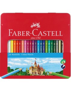 Värvipliiatsid Faber-Castell Knights 24-värvi metallkarbis aknaga