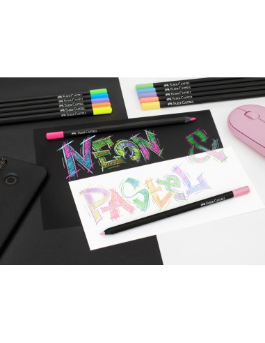 Värvipliiatsid Faber-Castell Black Edition 12-värvi pastell+neoon