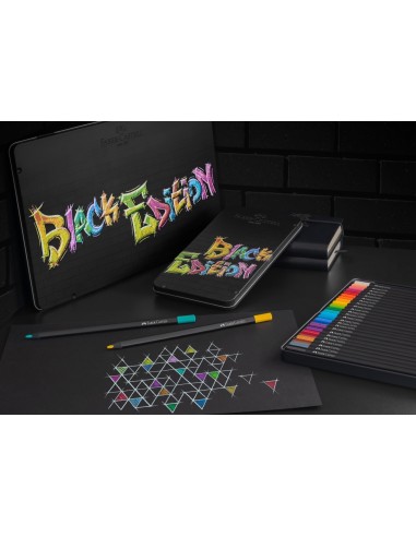Värvipliiatsid Faber-Castell Black Edition 12-värvi metallkarbis