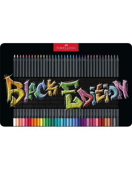 Värvipliiatsid Faber-Castell Black Edition 36-värvi metallkarbis