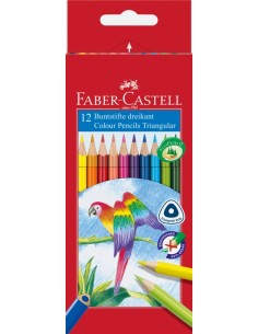 Faber-Castell Triangular colour pencils, cardboard wallet of 12