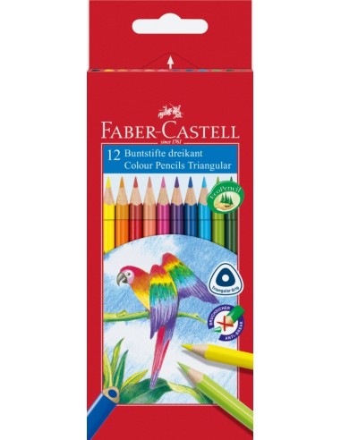 Faber-Castell Triangular colour pencils, cardboard wallet of 12