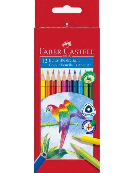 Värvipliiatsid Faber-Castell Papagoi 12-värvi kolmetahulised