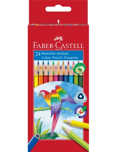 Värvipliiatsid Faber-Castell Papagoi 24-värvi kolmetahulised