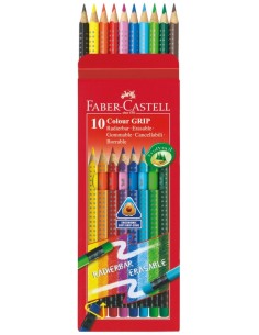 Värvipliiatsid Faber-Castell Grip 2001 10-värvi, kolmkandilised värviliste kustukummidega 2