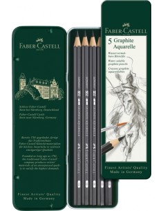 Faber-Castell Graphite Aquarelle artists´ pencil, tin of 5, HB, 2B, 4B, 6B, 8B