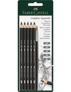 Akvarell-kunstipliiatsid Faber-Castell Aquarelle 5tk/pk + pintsel