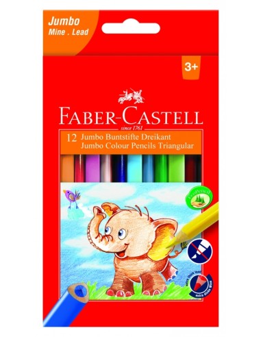 Värvipliiatsid Faber-Castell Jumbo 12-värvi kolmetahulised