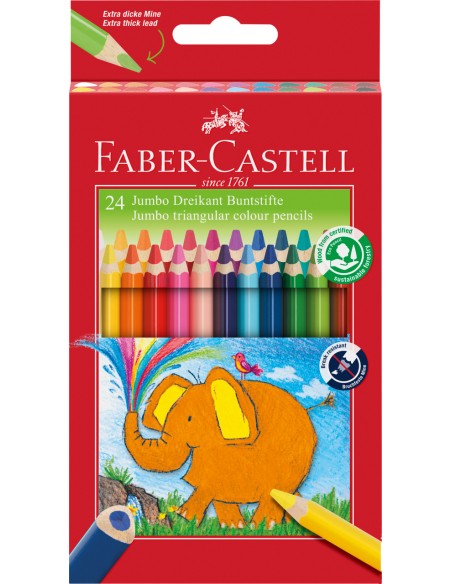 Värvipliiatsid Faber-Castell Jumbo 24-värvi kolmetahulised