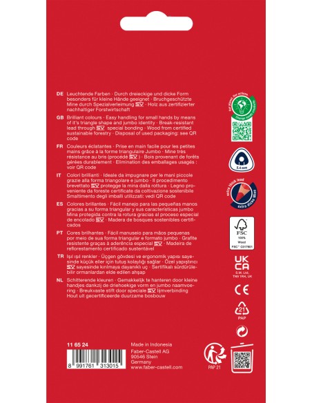 Värvipliiatsid Faber-Castell Jumbo 24-värvi kolmetahulised