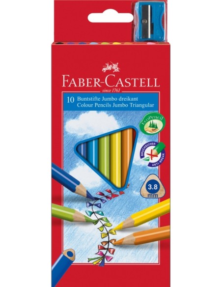 Värvipliiatsid Faber-Castell Junior 10-värvi kolmetahulised