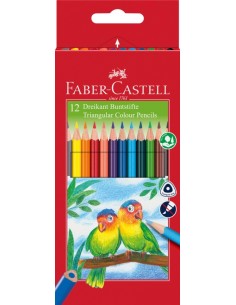 Faber-Castell Jumbo Triangular Junior colour pencils, cardboard wallet of 12 with sharpener