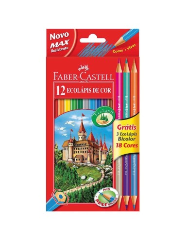 Faber-Castell Classic Colour colour pencils, promotional set of 12 colour pencils with 3 bicolor colour pencils and 1 sharpener