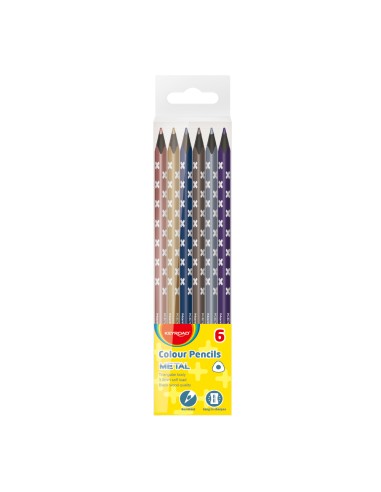 6pcs black wood metallic coloring pencil/PVC box