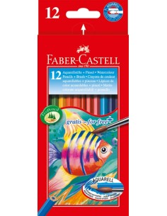 Akvarellpliiatsid Faber-Castell Fish/Kala 12 värvi+pintsel