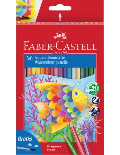 Akvarellpliiatsid Faber-Castell Fish/Kala 36 värvi+pintsel