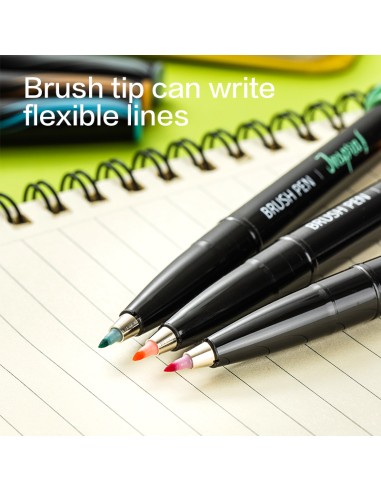 Brush Pen DELI Soft tip grey orange purple brown green blue