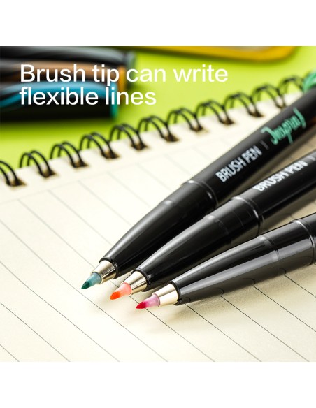 Brush Pen DELI Soft tip grey orange purple brown green blue