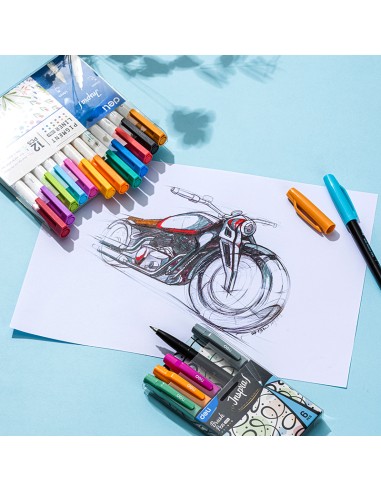 Brush Pen DELI Soft tip grey orange purple brown green blue