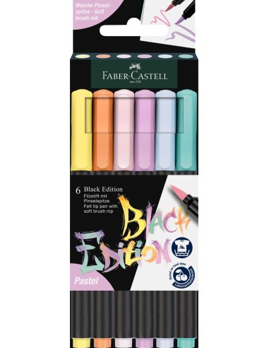 Brush pens Black Edition set 6x pastel