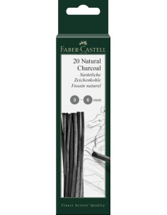 Süsi Faber-Castell naturaalne Ø 3-6mm must blistris