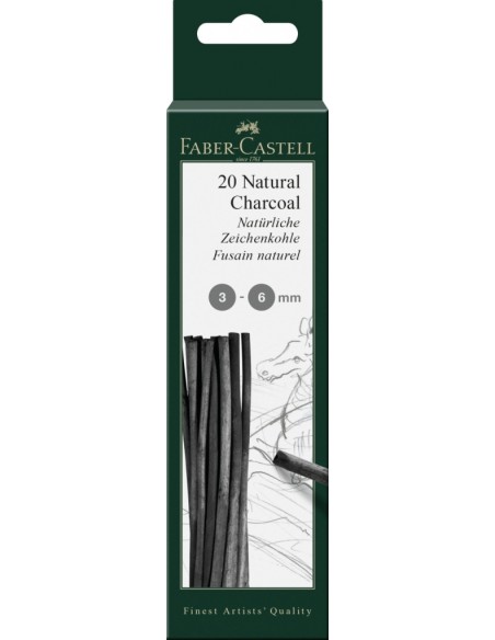 Faber-Castell Pitt natural charcoal stick, 3-6 mm, blister card