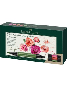 Pintsel-pliiats Faber-Castell Pitt Artist Pen kahepoolsed 5-värvi flowers