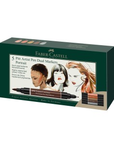 Pintsel-pliiats Faber-Castell Pitt Artist Pen kahepoolsed 5-värvi portrait