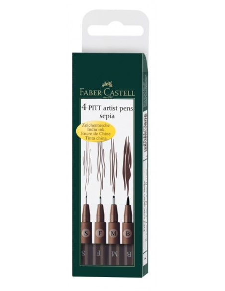 Pintsel-pliiats Faber-Castell Pitt Artist Pen seepia 4tk/pk