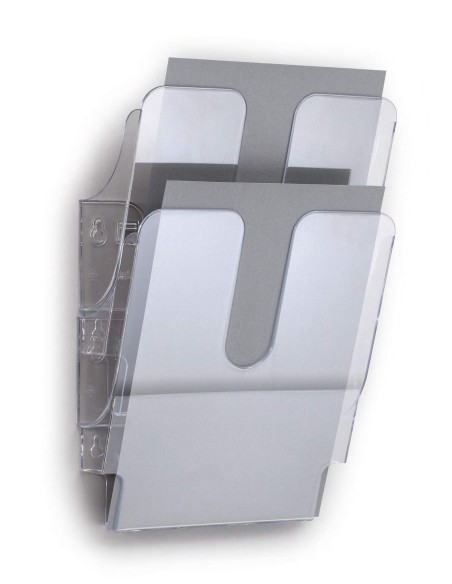 Brochure rack Durable Flexiplus 9008 2-comp. vertical, transparent