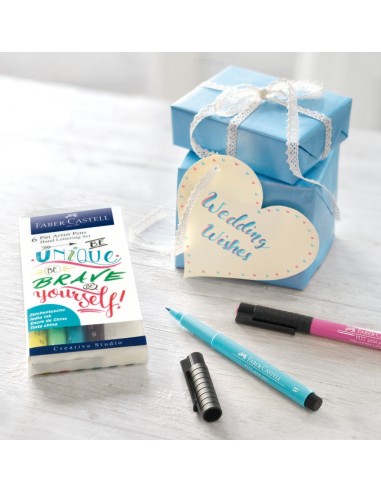 Faber-Castell Pitt Artist Pen India ink pen, wallet of 6 Hand Lettering, Pastel tones