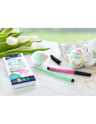 Faber-Castell Pitt Artist Pen India ink pen, wallet of 6 Hand Lettering, Pastel tones