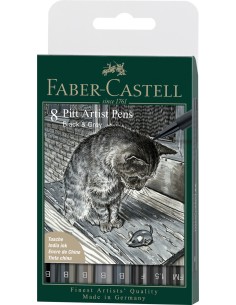 India ink Pitt Artist Pen Grey&Black 8ct