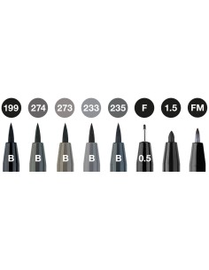 India ink Pitt Artist Pen Grey&Black 8ct 2