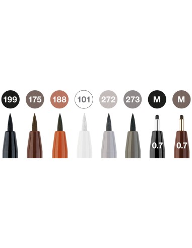 Pintsel-pliiats Faber-Castell Pitt Artist Pen klassikalised 8-värvi