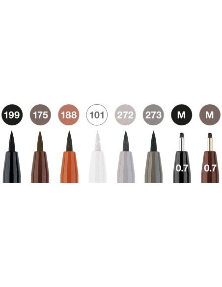 Pintsel-pliiats Faber-Castell Pitt Artist Pen klassikalised 8-värvi