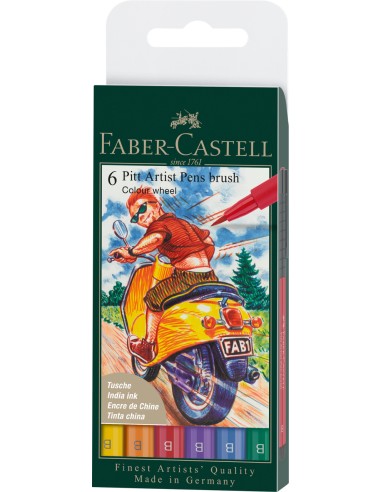 Pintsel-pliiats Faber-Castell Pitt Artist Pen 6-värvi