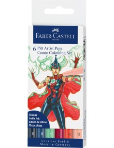 Pintsel-pliiats Faber-Castell Pitt 6-värvi komiksi komplekt