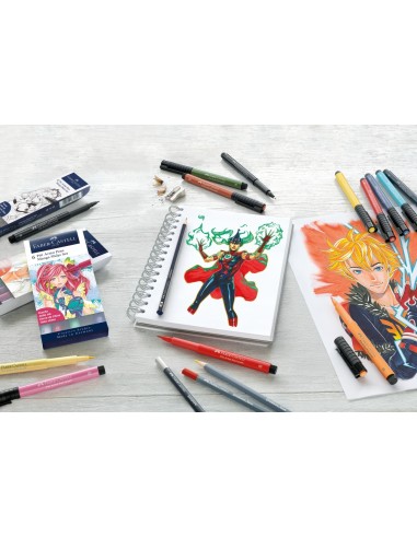 Pintsel-pliiats Faber-Castell Pitt 6-värvi komiksi komplekt